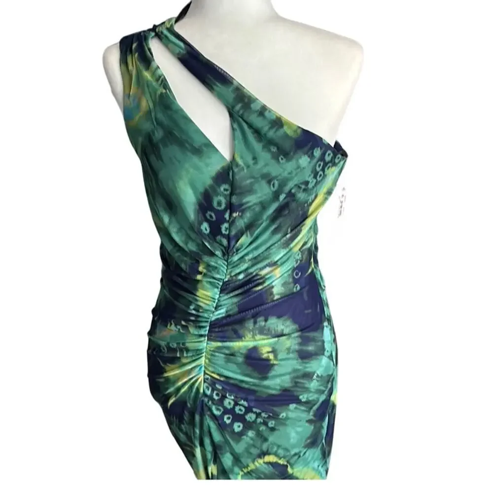 Donna Morgan Women's One-Shoulder Mesh Midi Dress Size 8 - Picture 3 of 4